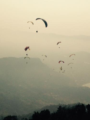 several people parasailing in Nepal