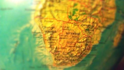 Globe zoomed in on Botswana
