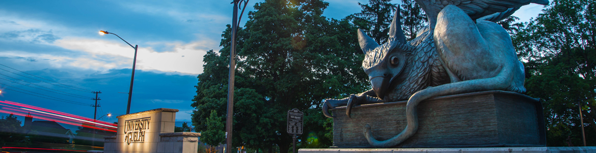 Gryphon Statue at Night