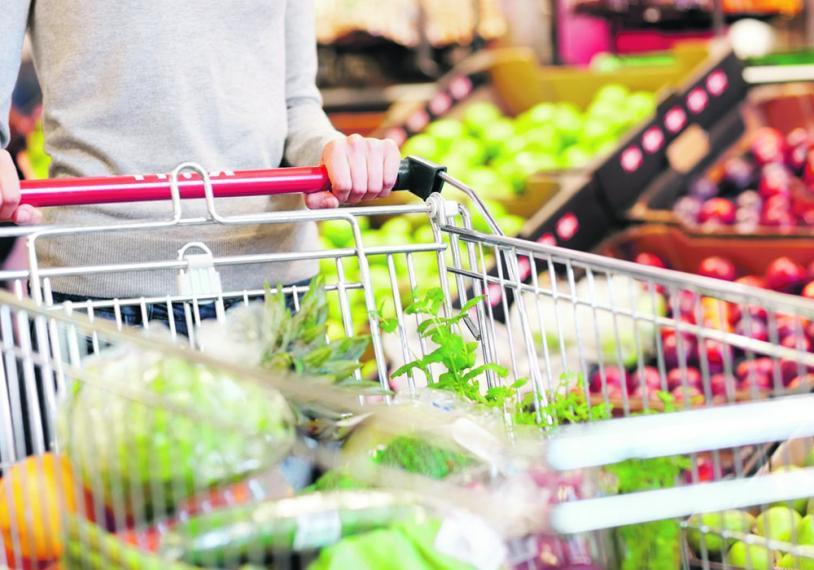 woman with grocery cart