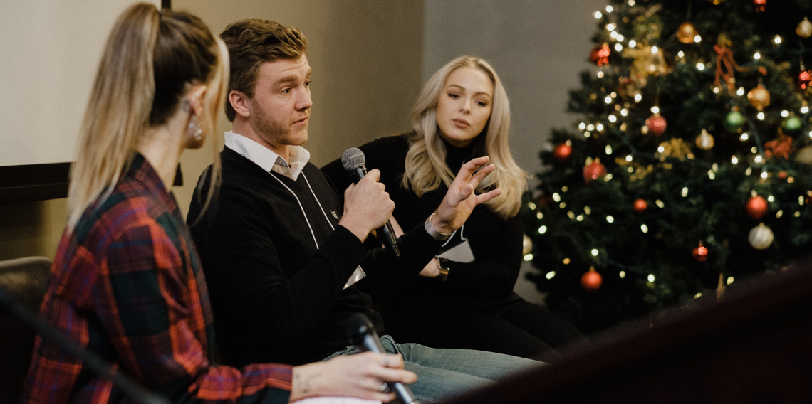 Panel speakers at event