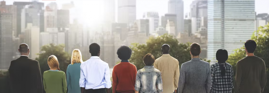 Group of people with their backs to the camera.