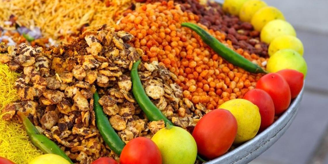 Plate of colorful food and spices