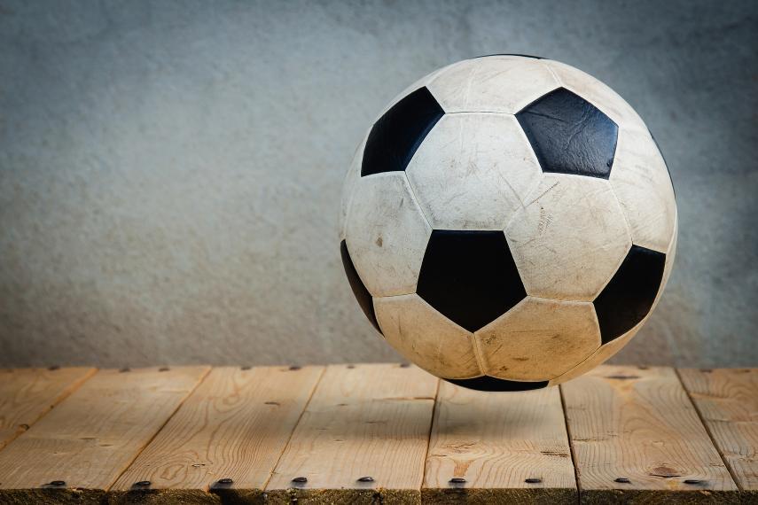 photo of a soccer ball bouncing