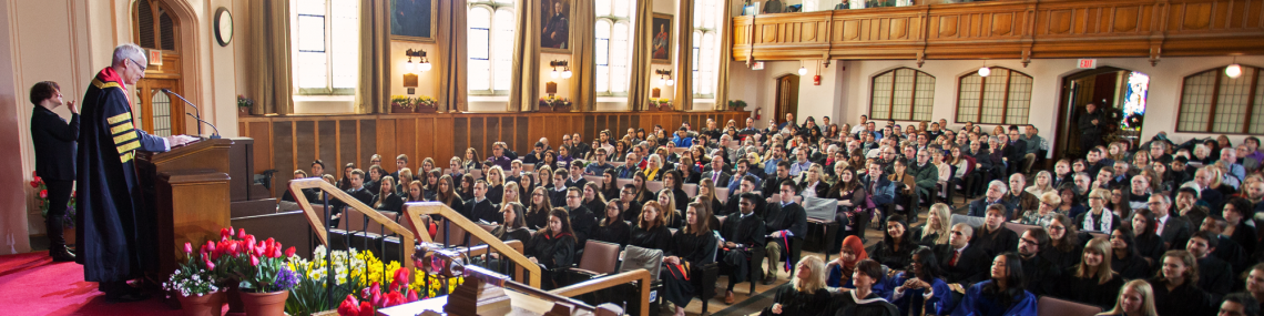 U of G President Franco Vaccarino addressing a group of graduands