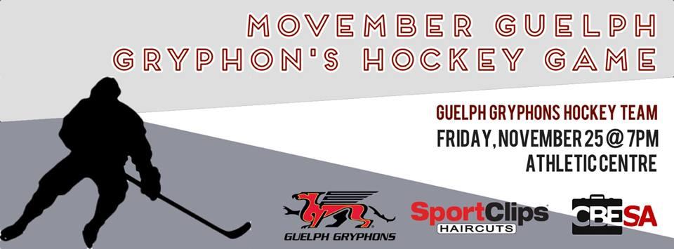 Movember Guelph Gryphon's hockey game logo