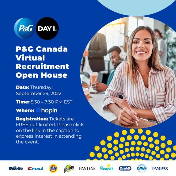 P and G Canada virtual open house information