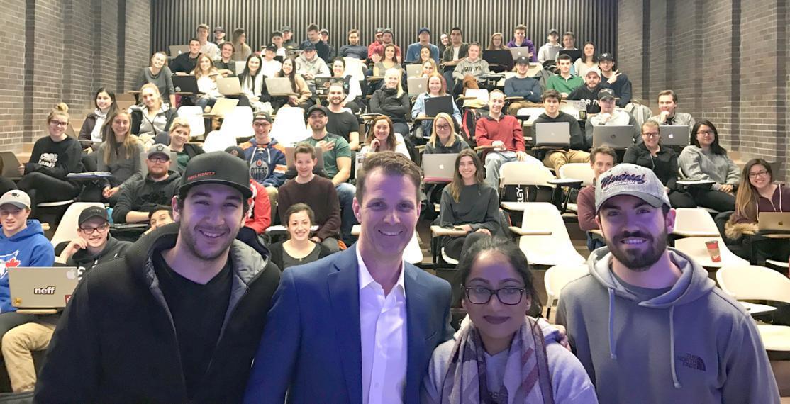 Jeff Marek of Sportsnet talking to U of G sports management class