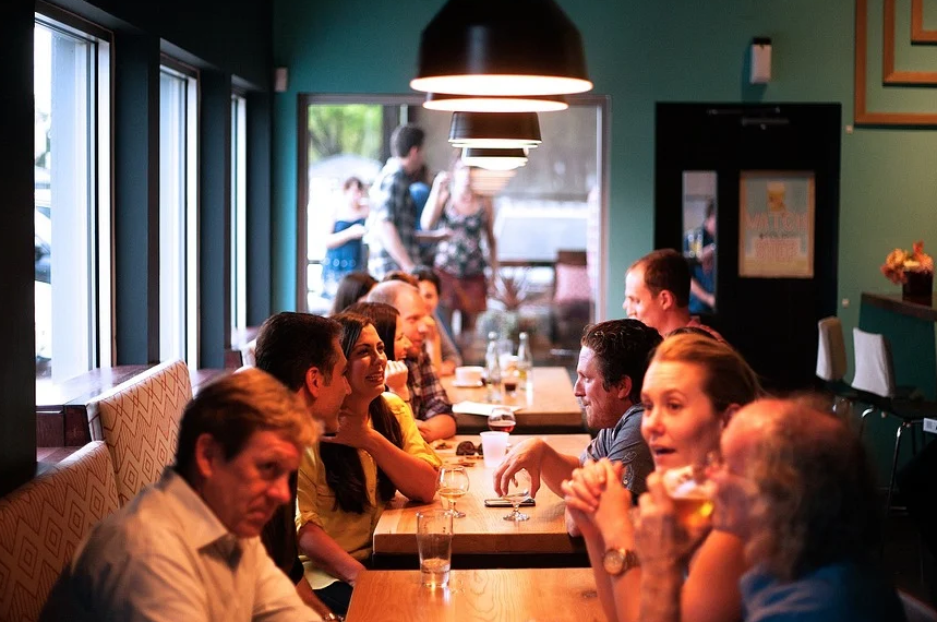 people eating at a restaurant