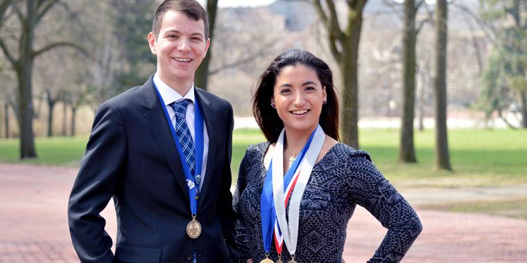 Brandon Ringham and Emily Kaldis with their medals