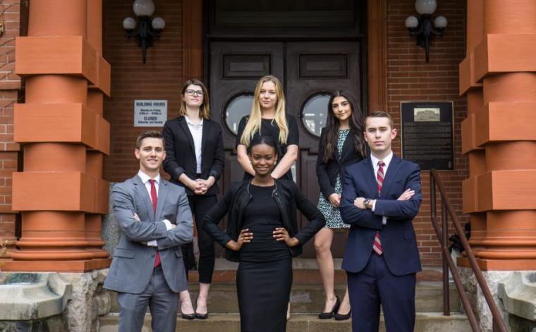 Students in front of building