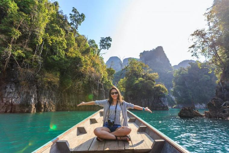 a tourist on a boat