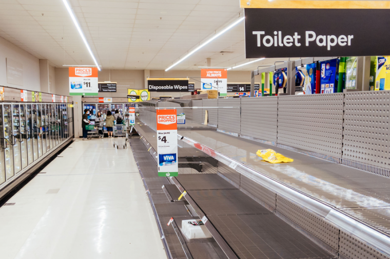 empty shelves at grocery store