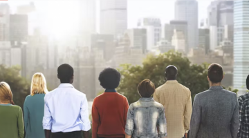 Group of people with their backs to the camera.