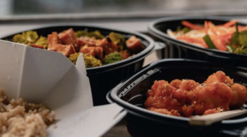 Food in plastic containers.