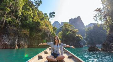 a tourist on a boat