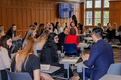 students at conference