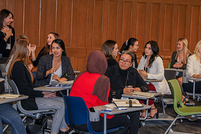 students at conference