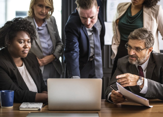 managers planning on a laptop