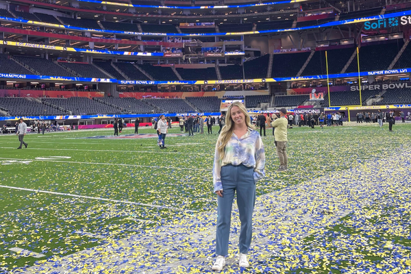 Rachel Farrell at the Superbowl.