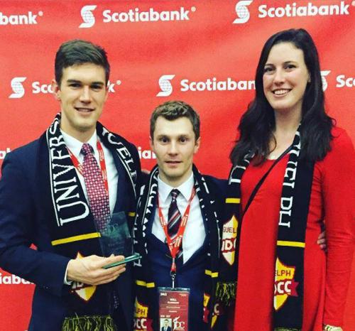 JDCC Finance first place team Kyle MacKenzie, ,Will Flanigan and Emily Allan