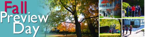 Fall preview day banner featuring different photo of fall tress on johnston green