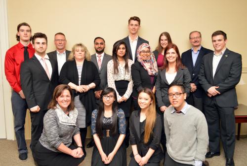 Photo of case competition participants and judges