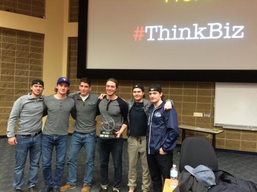 Winning team of the Micro-Tyco challenge in a lecture theatre