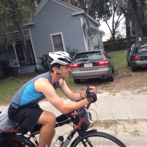 a picture of Cole Crawford biking in the United States