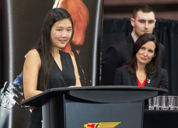 michelina martinez speaking at podium