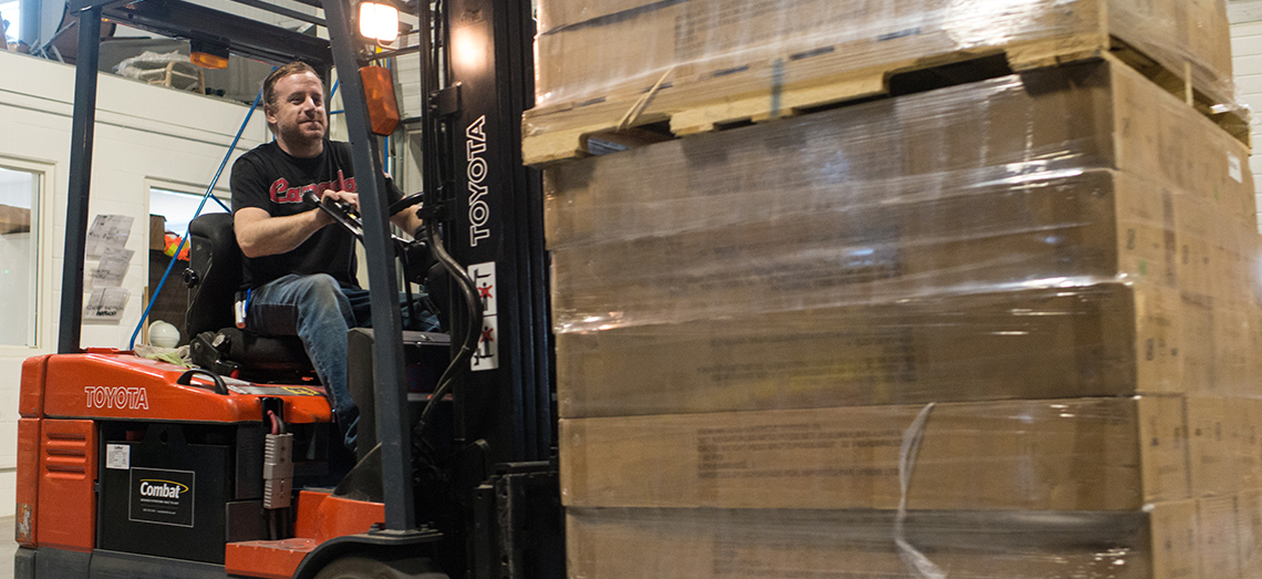 product being packed into container