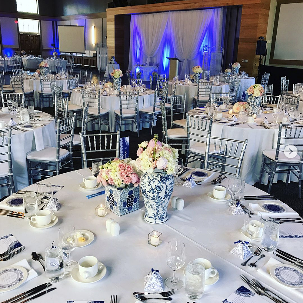 Wedding reception table setting at Creelman Hall