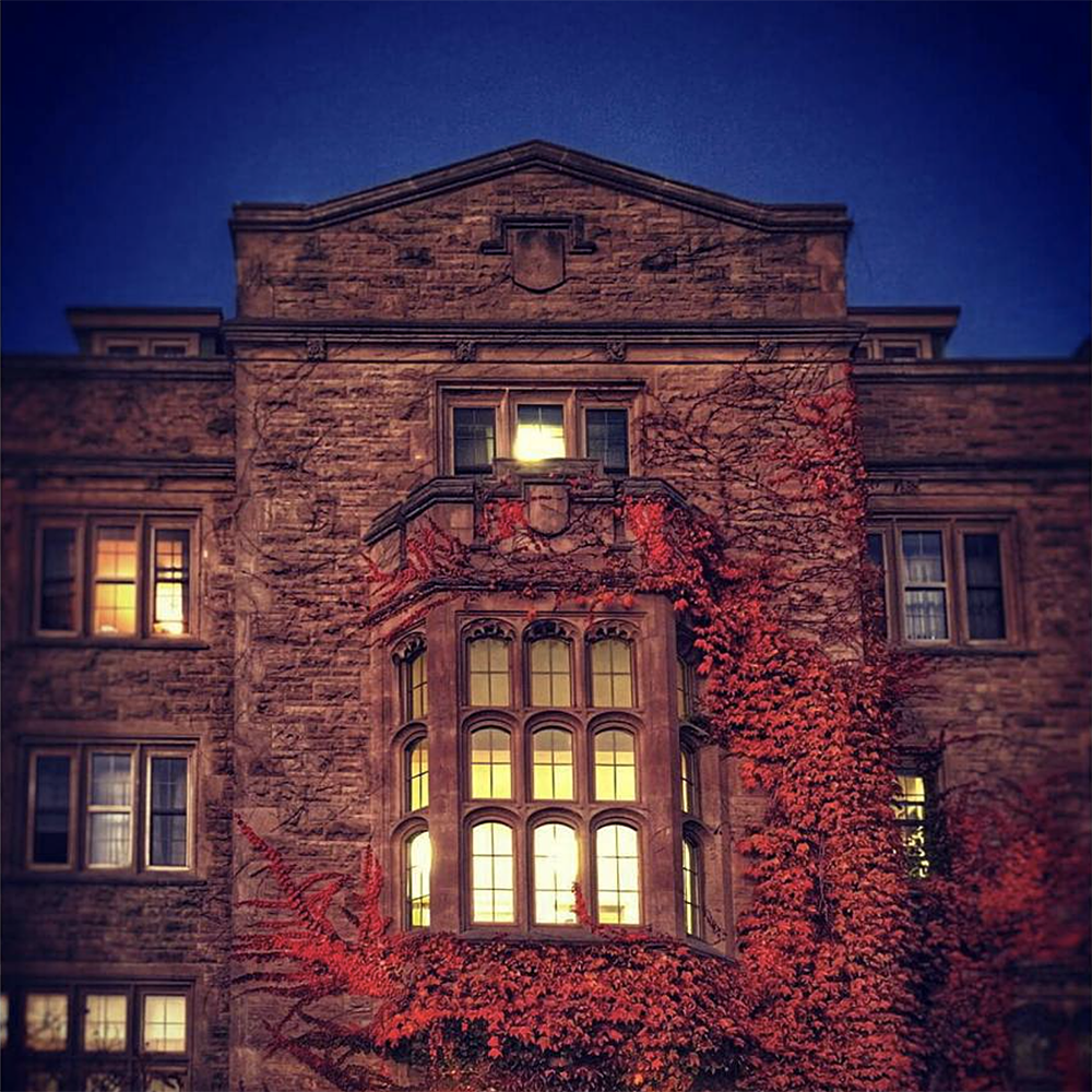 Johnston Hall at night