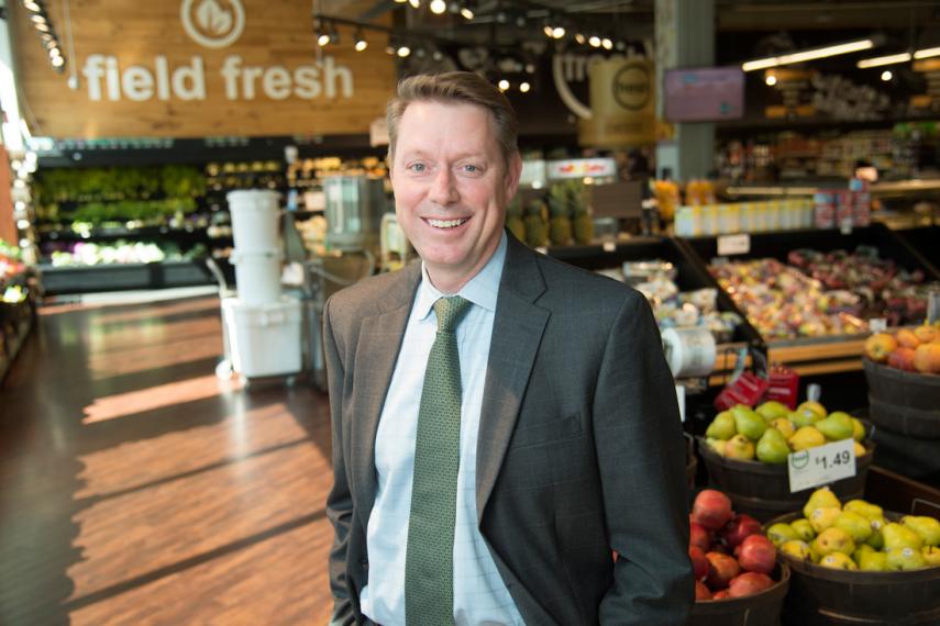 Jayson Lusk in produce section of a grocery store