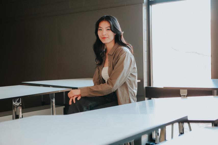 Landscape Architecture student Catherine Yan sitting and posing for the camera