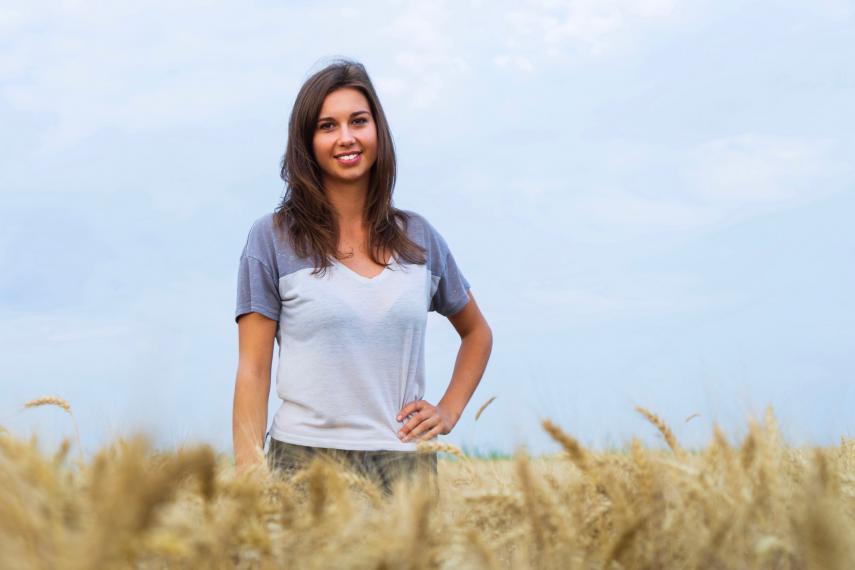 Gloria in a wheat field. 