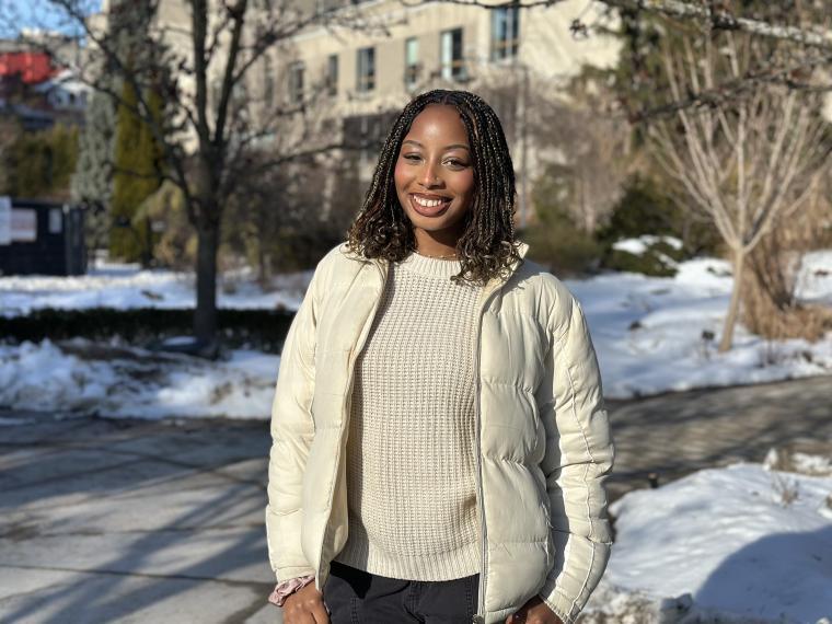 Sandreka standing outside of U of G campus