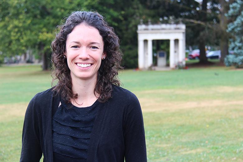 Lee-Anne stands on Johnston Green.