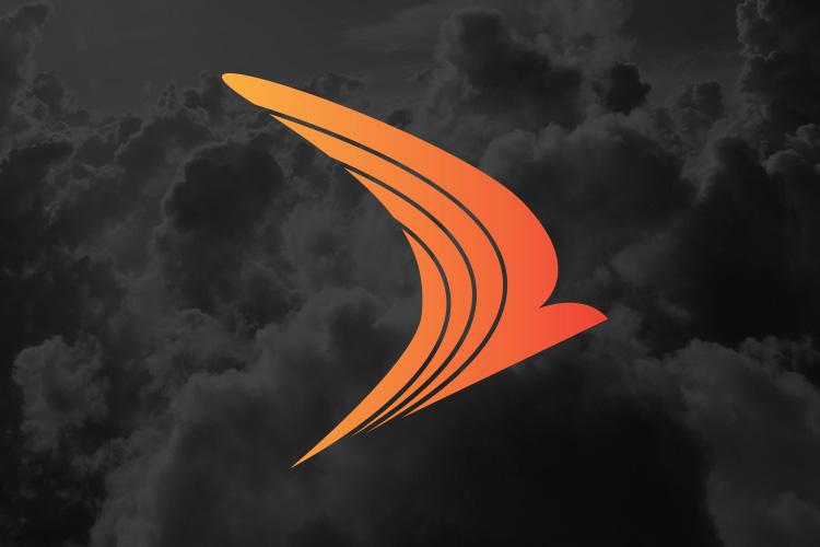 Orange SWIFT logo on dark cloudy backdrop