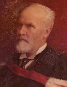 Painted headshot portrait of James Mills.