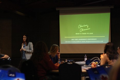 Students listening to a speaker presentation