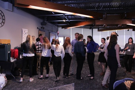 Students in line for lunch