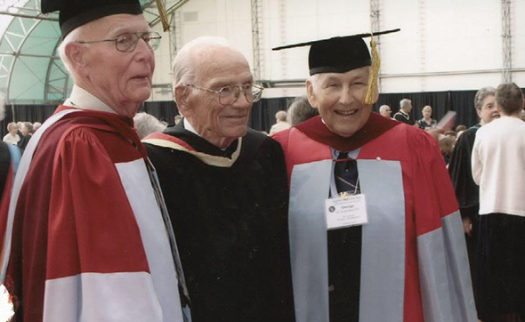Les Laking, Allen Knight and George Atkins together at U of G convocation ceremony