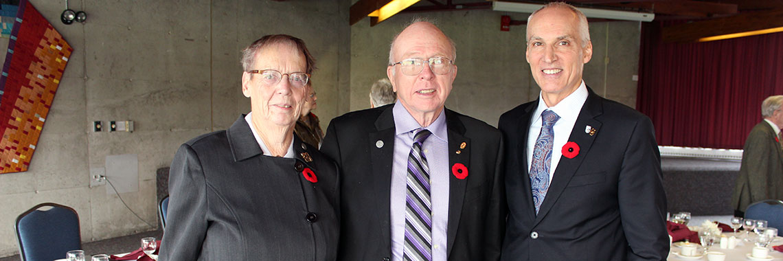 Brenda and Jim McIntosh with University of Guelph president Franco Vaccarino