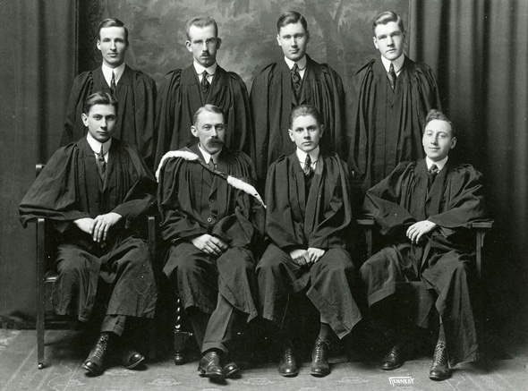 Black and white group shot of Poultry Club Executive 1916-17