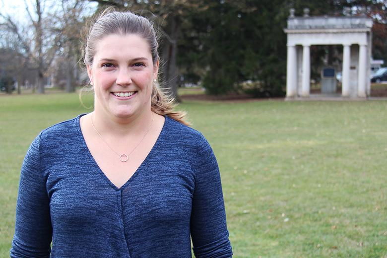 Carleigh poses in front of the Portico.
