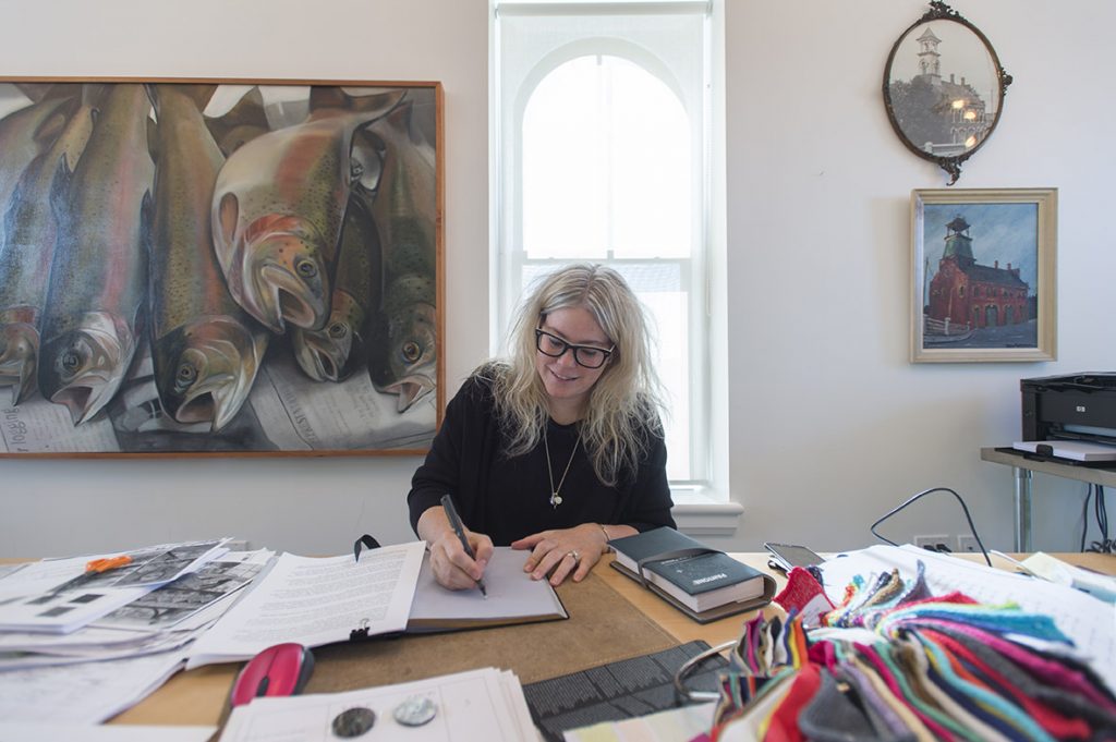Shannon Passero works in her design studio in Thorold, Ontario.
