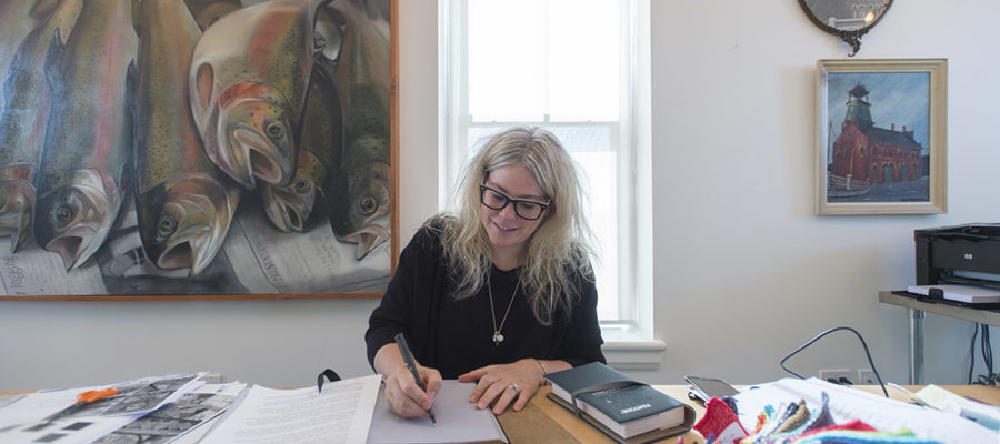 Shannon Passero works in her design studio in Thorold, Ontario.