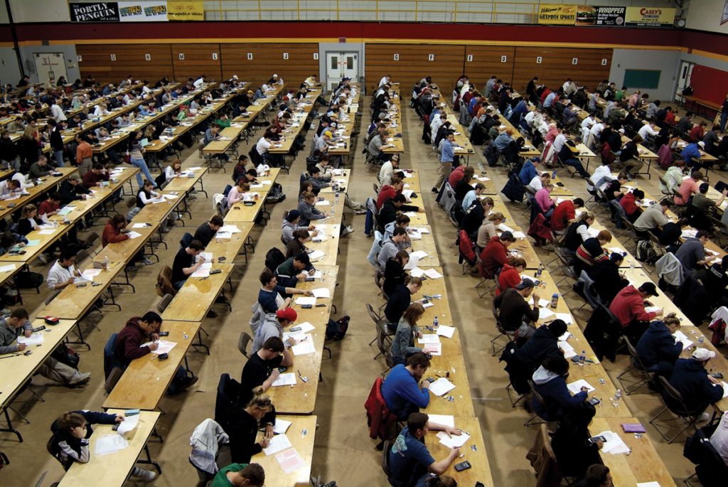 Students write exams at the University of Guelph in 2005.
