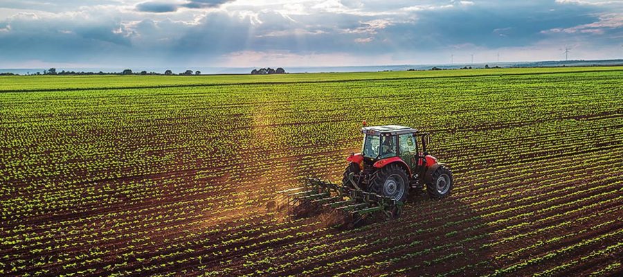 Tractor in field